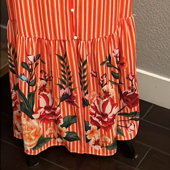 Lulus Roam the Riviera Orange Multi Striped Button-Up Maxi Dress Size XS - Picture 6 of 10
